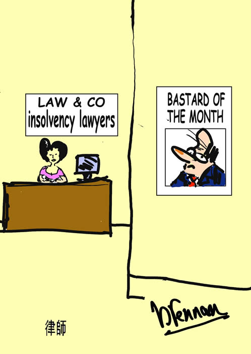 Legal cartoon, insolvency lawyer, Paul Brennan