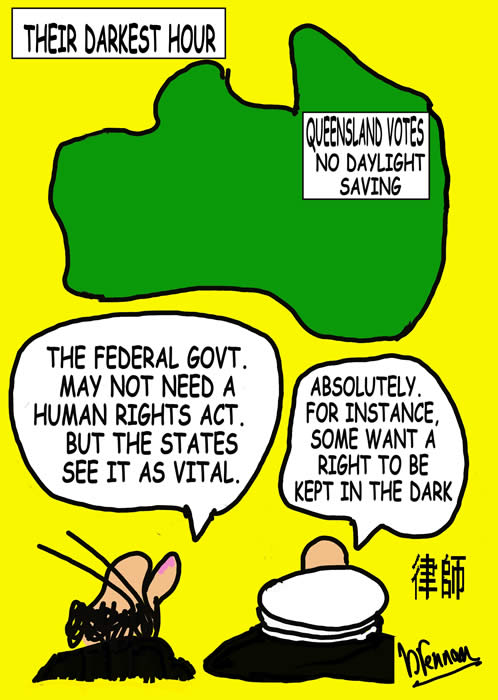 Legal Cartoon, day light saving, Paul Brennan