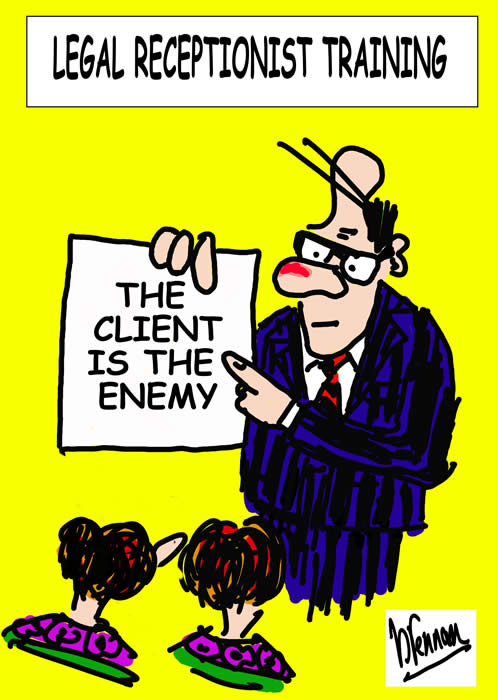 Legal cartoon, legal receptionists