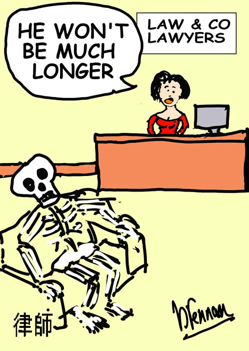 Legal cartoon, skeleton, Paul B rennan