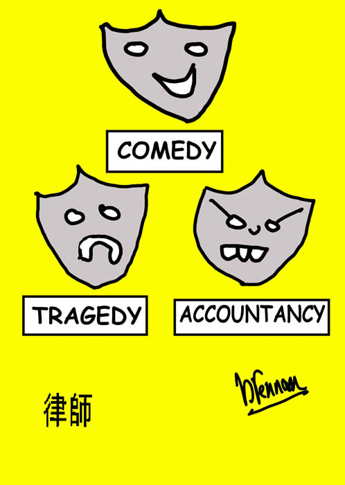 Legal cartoon, masks, accountant, paul brennan