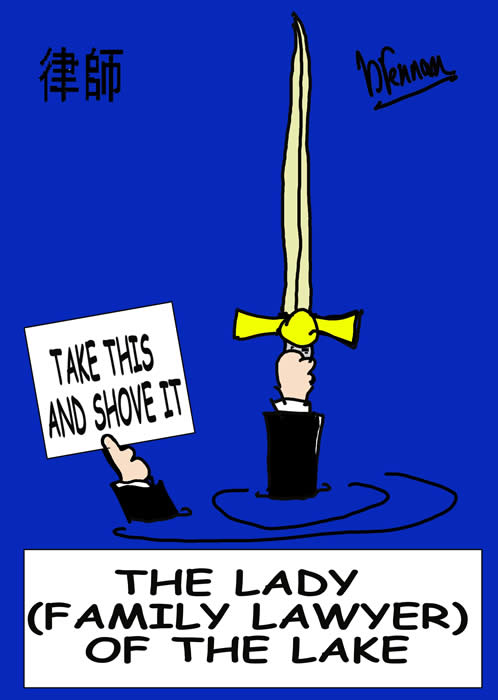 Legal cartoon, lady lawyer of the lake, paul brennan