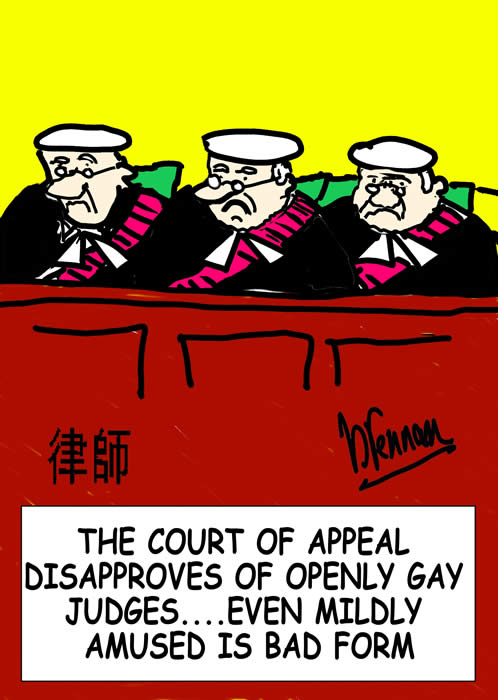 Legal cartoon, judges, gay, Paul Brennan