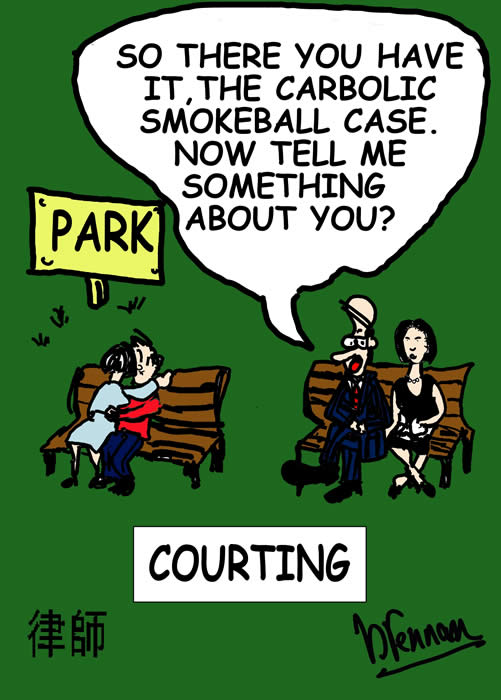 Legal cartoon, lawyers in love, courting, Paul Brennan