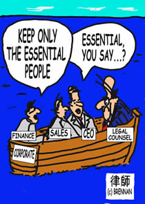 Legal cartoon, corporate counsel, in house, law, lawyer, Paul Brennan