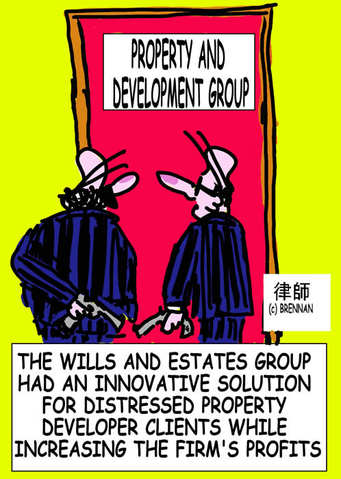 Legal cartoon law lawyer property developer wills estates firm solicitor paul brennan