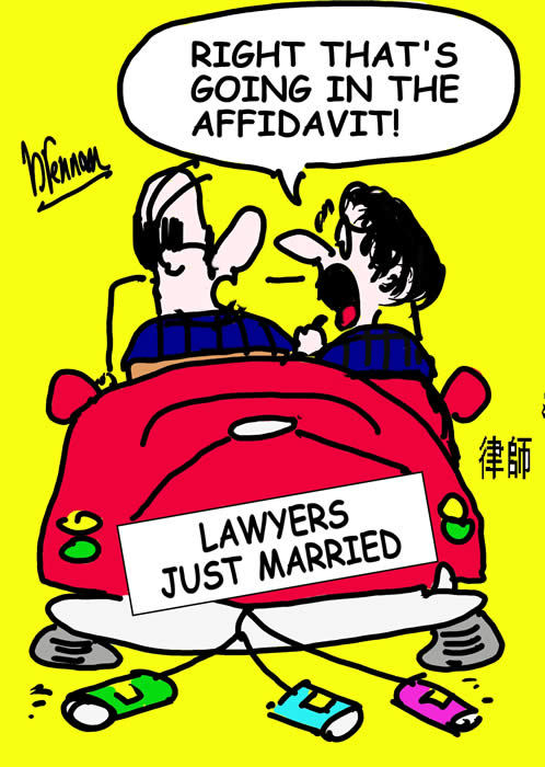 legal cartoon, lawyers in love, Paul Brennan
