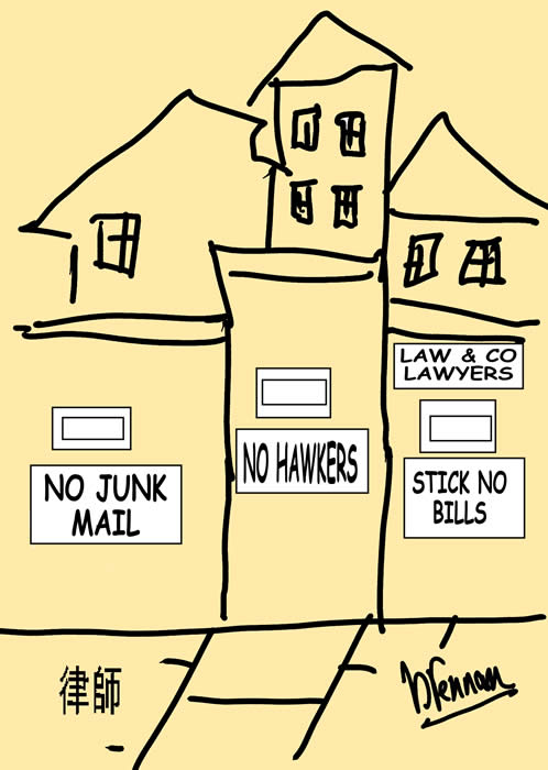 Legal Cartoon,stick no bills,  Paul Brennan
